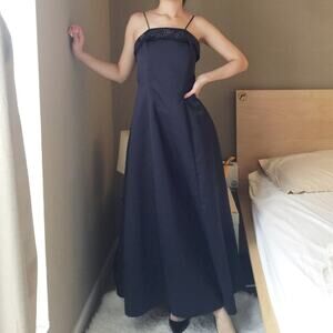 Mori Lee Navy Blue Satin Formal Dress-BA1